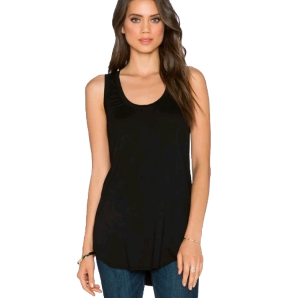 THREE Dots long scoop neck tank in black size XS